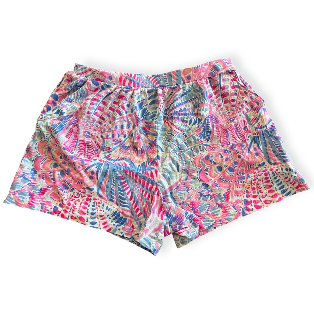 Lilly Pulitzer Girls Large Elastic Waist Shorts Tropical Seashell Print‎